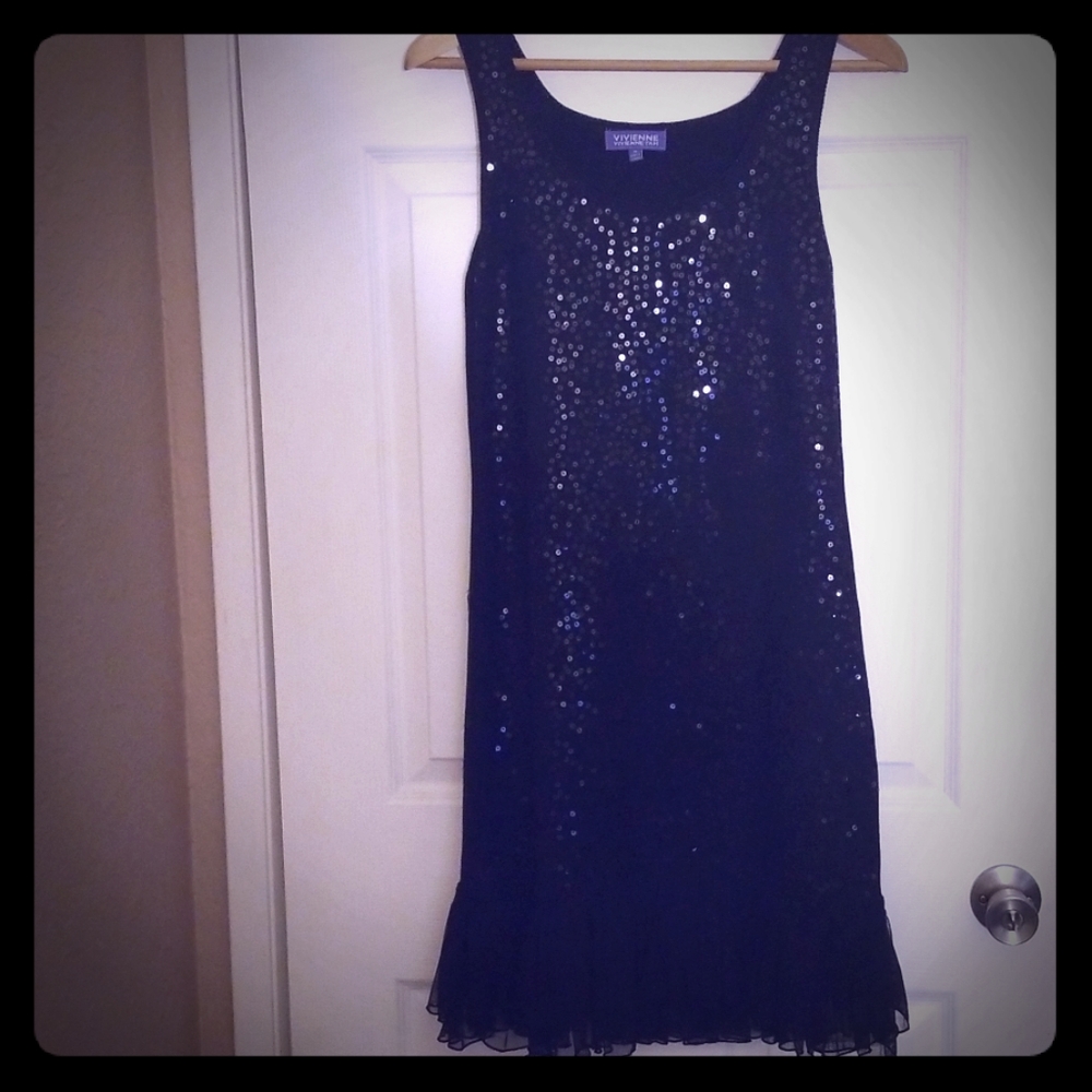 Vivienne Tam Black Sequence Sleeveless Knit Dress